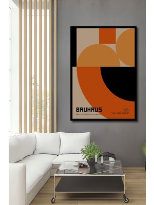 Teona Ahşap Çerçeve Görünümlü Bauhaus Soyut Sanat Ahşap Mdf Dekoratif Ev Duvar Tablo Dikdörtgen Ev Duvar Tablo