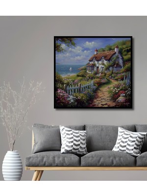 Teona Ahşap Çerçeve Görünümlü Büyülü Kır Evi Dekoratif Ahşap Mdf Ev Duvar Tablo Dikdörtgen Ev Duvar Tablo