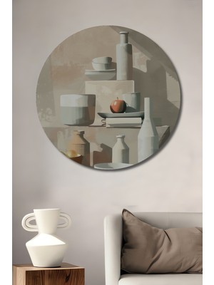 Teona Ahşap Minimalist Modern Natürmort Ahşap Mdf Dekoratif Işyeri Duvar Tablo Yuvarlak Işyeri Duvar Tablo