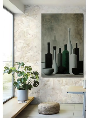 Teona Ahşap Şişeler ve Kaseler Ahşap Mdf Dekoratif Ev/işyeri Duvar Tablo Dikdörtgen Ev/işyeri Duvar Tablo