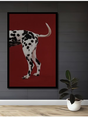 Teona Ahşap Çerçeve Görünümlü Dalmaçyalı Köpek Dekoratif Ahşap Mdf Ev Duvar Tablo Dikdörtgen Ev Duvar Tablo