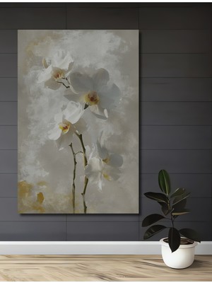 Teona Ahşap Beyaz Orkide Çiçekleri Dekoratif Ahşap Mdf Ev/işyeri Duvar Tablo Dikdörtgen Ev/işyeri Duvar Tablo