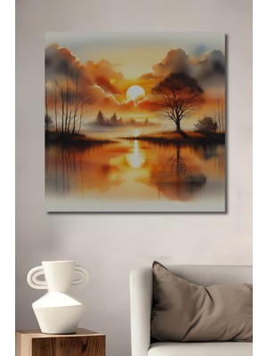Teona Ahşap Büyüleyici Gün Batımı Manzaralı Ahşap Mdf Dekoratif Tablo Dikdörtgen Tablo
