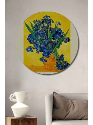 Teona Ahşap Van Gogh Irisler Dekoratif Ahşap Mdf Ev/işyeri Duvar Tablo Yuvarlak Ev/işyeri Duvar Tablo