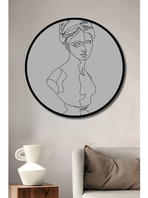 Teona Ahşap Dekoratif Ahşap Yuvarlak Çerçeve Görünümlü Tablo Yunanistik Heykel