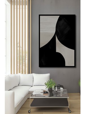 Teona Ahşap Dekoratif Ahşap Dikdörtgen Tablo Siyah Beyaz Dengesi Çerçeve Görünümlü