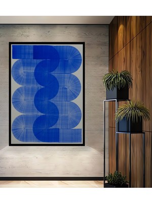 Teona Ahşap Dekoratif Ahşap Dikdörtgen Tablo Mavi Formlar Çerçeve Görünümlü