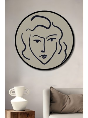 Teona Ahşap Dekoratif Ahşap Yuvarlak Çerçeve Görünümlü Tablo Minimalist Yüz Tasarımı