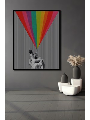 Teona Ahşap Dekoratif Ahşap Dikdörtgen Tablo Renkli Işık Heykeli Çerçeve Görünümlü