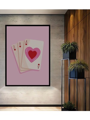 Teona Ahşap Dekoratif Ahşap Dikdörtgen Tablo Kalp Kartları Çerçeve Görünümlü