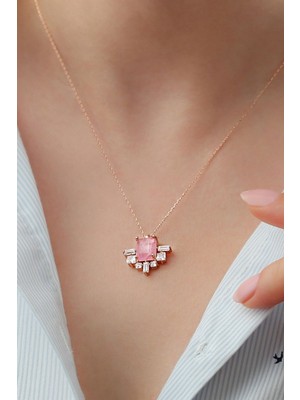 Famira 925 Ayar Gümüş Baget Taşlı Kolye