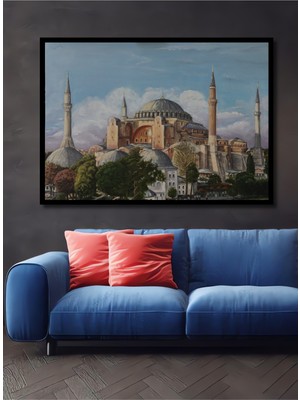 Teona Ahşap Dekoratif Ahşap Dikdörtgen Tablo Ayasofya Çerçeve Görünümlü