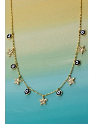 Famira 925 Ayar Gümüş Nazarlı Yıldız Şans Kolyesi