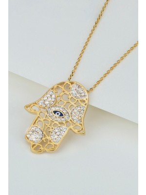 Famira 925 Ayar Gümüş Nazarlı Fatmanın Eli Kolye