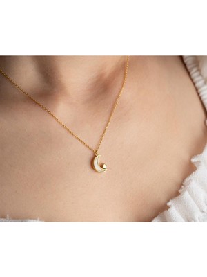 Famira 925 Ayar Gümüş Sedefli Ay Yıldız Kolye