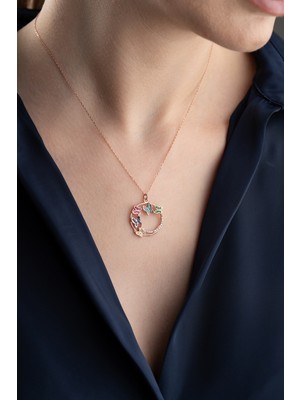 Famira 925 Ayar Gümüş Renkli Taşlı Kelebek Kolye