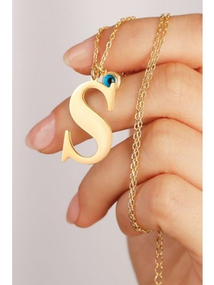 Famira 925 Ayar Gümüş Göz Nazarlı Harf Kolye