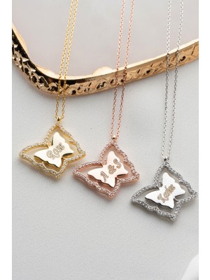 Famira 925 Ayar Gümüş Dönence Kelebek ( Kişiye Özel ) Kolye