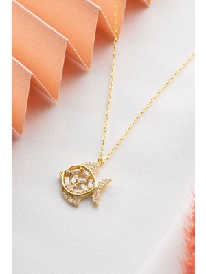 Famira 925 Ayar Gümüş Baget Taşlı Balık Kolye