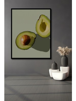 Teona Ahşap Dekoratif Ahşap Dikdörtgen Tablo Avokado Çiftliği Çerçeve Görünümlü