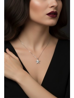 Parmas Design Yıldız Tasarım Minimal 925 Ayar Gümüş Kadın Kolye