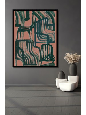 Teona Ahşap Dekoratif Ahşap Dikdörtgen Tablo Soyut Çizgiler Çerçeve Görünümlü