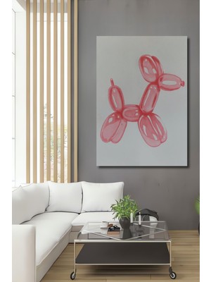 Teona Ahşap Dekoratif Ahşap Dikdörtgen Tablo Balon Köpek