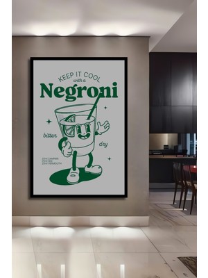 Teona Ahşap Dekoratif Ahşap Dikdörtgen Tablo Negroni Içeceği Çerçeve Görünümlü