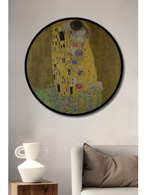 Teona Ahşap Dekoratif Ahşap Yuvarlak Çerçeve Görünümlü Tablo Öpücük