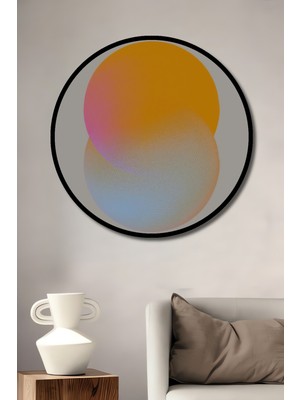 Teona Ahşap Çerçeve Görünümlü Pastel Tonlarda Dekoratif Ahşap Mdf Sanat Ev Duvar Tablosu Yuvarlak Ev Duvar Tablo