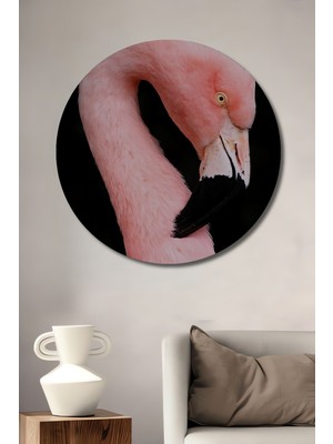 Teona Ahşap Dekoratif Ahşap Yuvarlak Tablo Pembe Flamingo