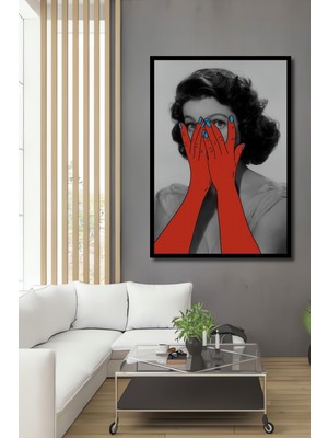 Teona Ahşap Dekoratif Ahşap Dikdörtgen Tablo Kırmızı Eller Çerçeve Görünümlü