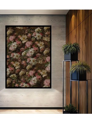 Teona Ahşap Dekoratif Ahşap Dikdörtgen Tablo Çiçek Bahçesi Çerçeve Görünümlü