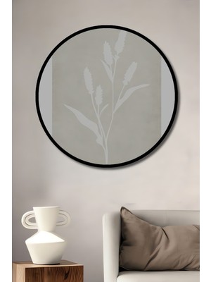 Teona Ahşap Dekoratif Ahşap Yuvarlak Çerçeve Görünümlü Tablo Sadeçiçekler