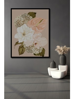 Teona Ahşap Dekoratif Ahşap Dikdörtgen Tablo Çiçek Bahçesi Çerçeve Görünümlü