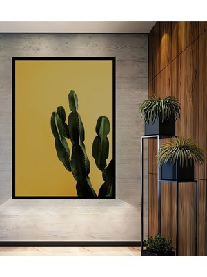 Teona Ahşap Dekoratif Ahşap Dikdörtgen Tablo Yeşil Kaktüs Çerçeve Görünümlü