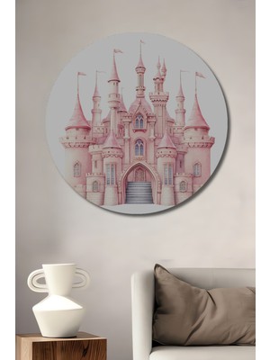 Teona Ahşap Dekoratif Ahşap Yuvarlak Tablo Pembe Şato