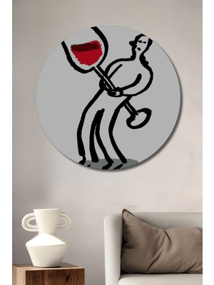 Teona Ahşap Dekoratif Ahşap Yuvarlak Tablo Şarap Dünyası