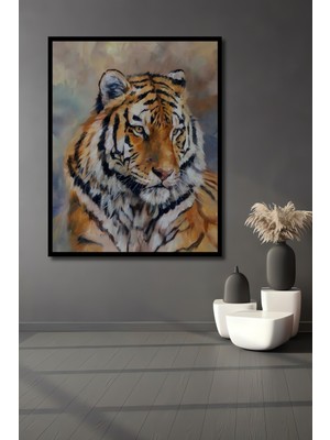 Teona Ahşap Dekoratif Ahşap Dikdörtgen Tablo Asil Kaplan Çerçeve Görünümlü