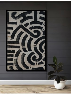 Teona Ahşap Dekoratif Ahşap Dikdörtgen Tablo Labirent Deseni Çerçeve Görünümlü
