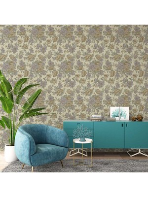 Adawall Adawall 5806  | Çiçek Açan Güller ve Çiçek Desenli Duvar Kağıdı (5806-3 : Bej, Mavi, Açık)