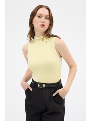 Rays Sarı Kadın Kolsuz Yüksek Yaka Body 8155A