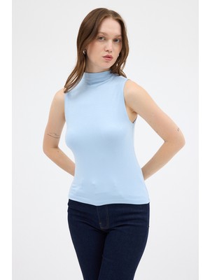 Rays Mavi Kadın Kolsuz Yüksek Yaka Body 8155A