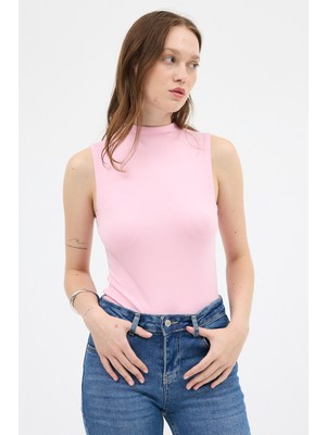 Rays Pembe Kadın Kolsuz Yüksek Yaka Body 8155A