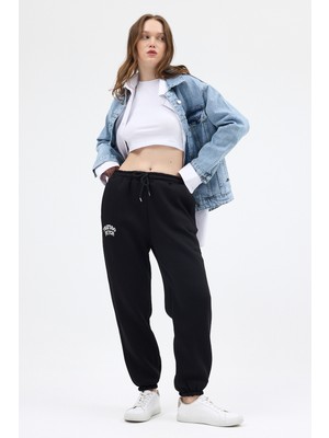 Rays Siyah Yazı Nakışlı Kadın Jogger Eşofman Altı 9219M