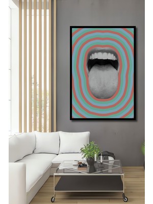 Teona Ahşap Dekoratif Ahşap Dikdörtgen Tablo Dudak ve Renklerin Dansı Çerçeve Görünümlü