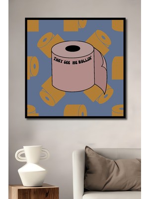 Teona Ahşap Çerçeve Görünümlü Tuvalet Kağıdı Eğlenceli Dekoratif Ahşap Mdf Tablo Dikdörtgen Tablo