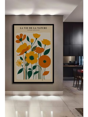 Teona Ahşap Çerçeve Görünümlü Çiçeklerin Renkli Dansı Dekoratif Ahşap Mdf Tablo Dikdörtgen Tablo