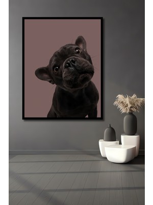 Teona Ahşap Çerçeve Görünümlü Fransız Bulldog Ilhamı Dekoratif Ahşap Mdf Tablo Dikdörtgen Tablo