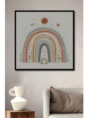Teona Ahşap Çerçeve Görünümlü Gökkuşağı Hayal Dünyası Dekoratif Ahşap Mdf Tablo Dikdörtgen Tablo